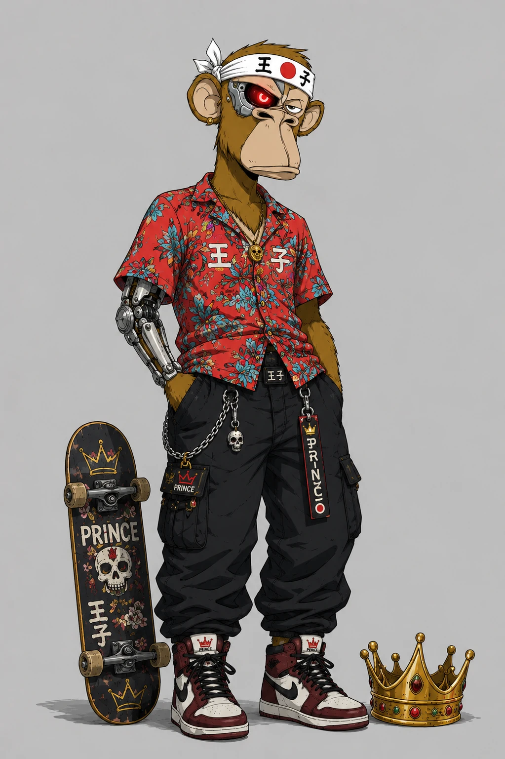 BAYC ape #7334, Prince, on a Gray background.